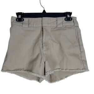 Dickies Women's Khaki Stretch Casual Fray Hem Cutoff High Rise Shorts Size‎ 26